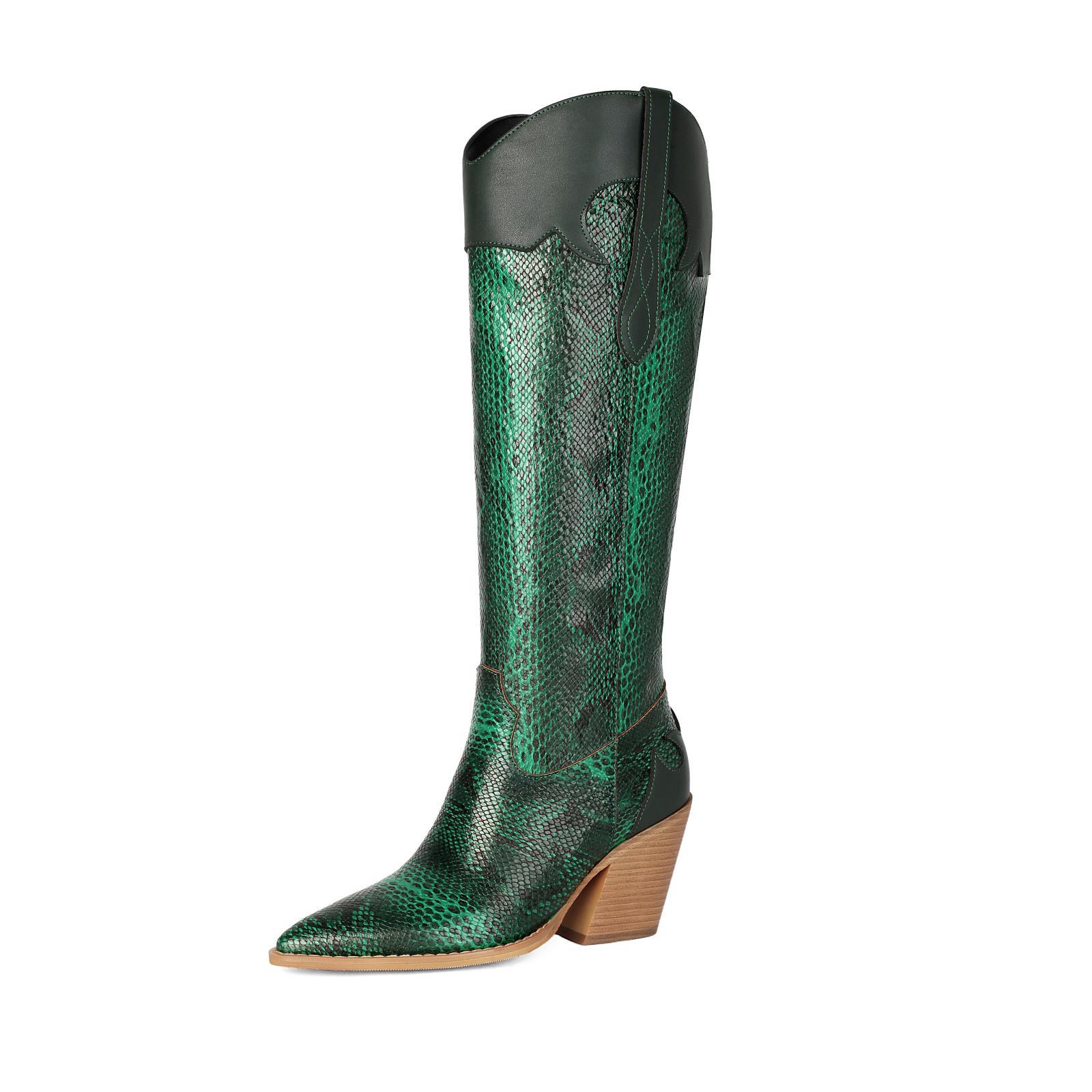 Western Boots Pointed Snake Tall Knight