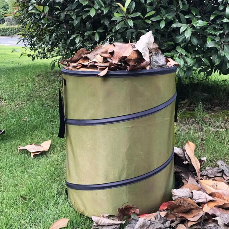 Portable Pop-Up Garden Trash Can - Collapsible Leaf & Yard Waste Storage Bag for Camping, Lawn Care