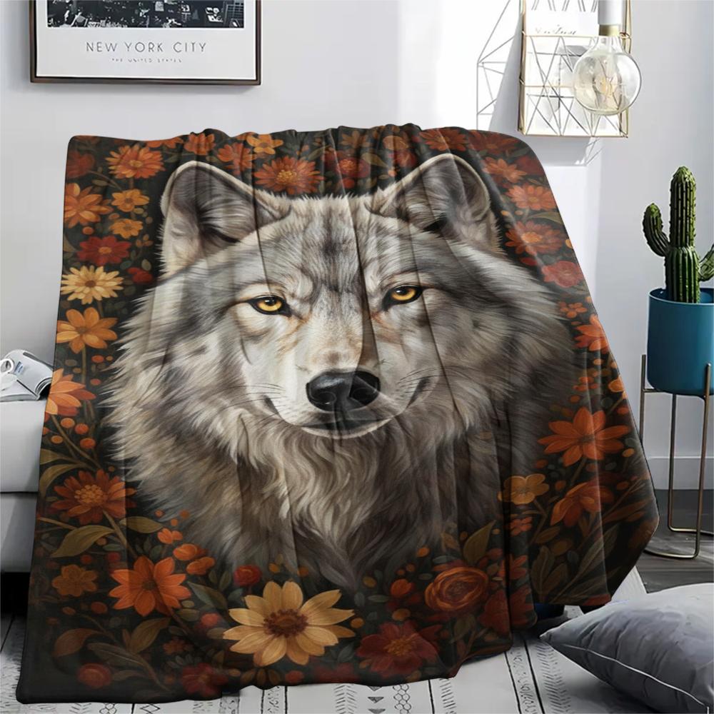 1Pc Classical Beasts Print Flannel Blanket, High quality Comfortable for All Seasons, Home Decor, Warmth and Comfort, Perfect for Christmas Gifts 21