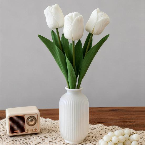 Artificial Tulip Flower Realistic Tulip Bouquet Faux Silk Flower Arrangement for Home Office Wedding Party Mother's Day