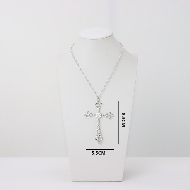 Cross Pendant Necklace For Women Men With Alloy Chain Stylish Autumn Winter Accessory