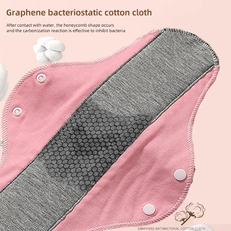 3/6/10pc Washable Waterproof  Cotton Pads for Adults-Reusable Graphene Antibacterial Panty Liners, Leak-Proof Protection for Day,Night Use