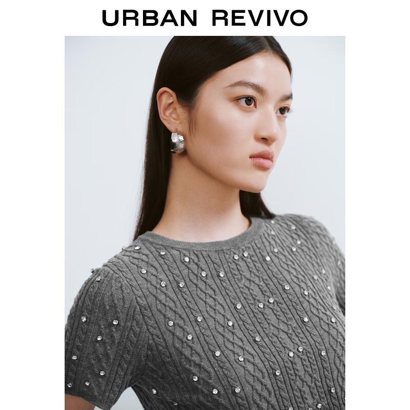 UR Women's Diamante Textured Short-Sleeve Knit Top