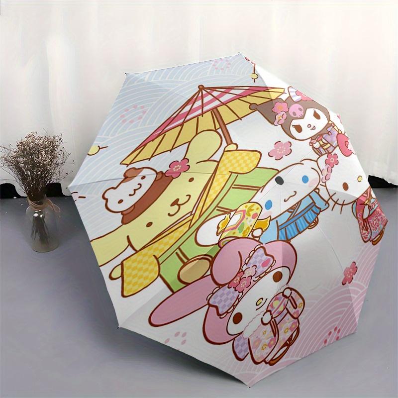 Sanrio Characters Automatic Folding Umbrella Simple 8 Rib Design, Bright Cartoon Pattern, Durable Iron Frame, Suitable For Travel, Outdoor,