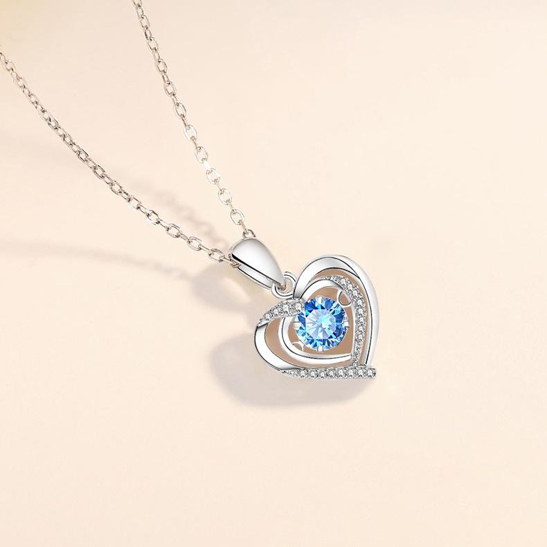 Love Heart-shaped Smart Necklace for Women, Beating Heart Pendant, Collarbone Chain, Neck Chain