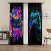 2PC Neon Graffiti Gaming Controller Curtains - Vibrant Abstract Print Window Drapes for Boys Bedroom Game Room Decor