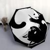 1pc Yin and Yang White Cat and Black Cat Pattern Beautiful Looking Automatic Folding Umbrella, 3 Folding, 8 Pole Frame Design, Durable and Suitab