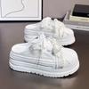 Leather bag head half slippers women's outer wear summer new small thick bottom heightening pearl lace sandals