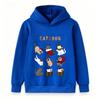 Kids Boys Girls Christmas Cat Cartoon Print Hoodie, Casual Long Sleeve Pullover Sweatshirt for Holiday Daily Wear