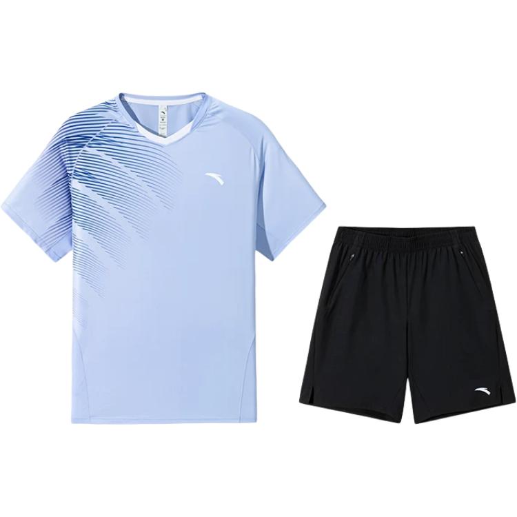 

Anta Comfortable Versatile Short Sleeve Pullover Simple Solid Color Lace-Up Shorts Sports Suit Men sports suit 952537205-3 L