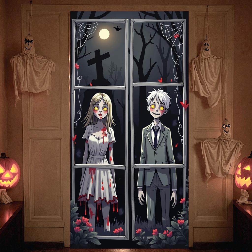 Bloody Scene Dark Forest Scary Backdrop Gothic Theme Halloween Prop For Halloween Party Spooky Event Ghost Story Setup