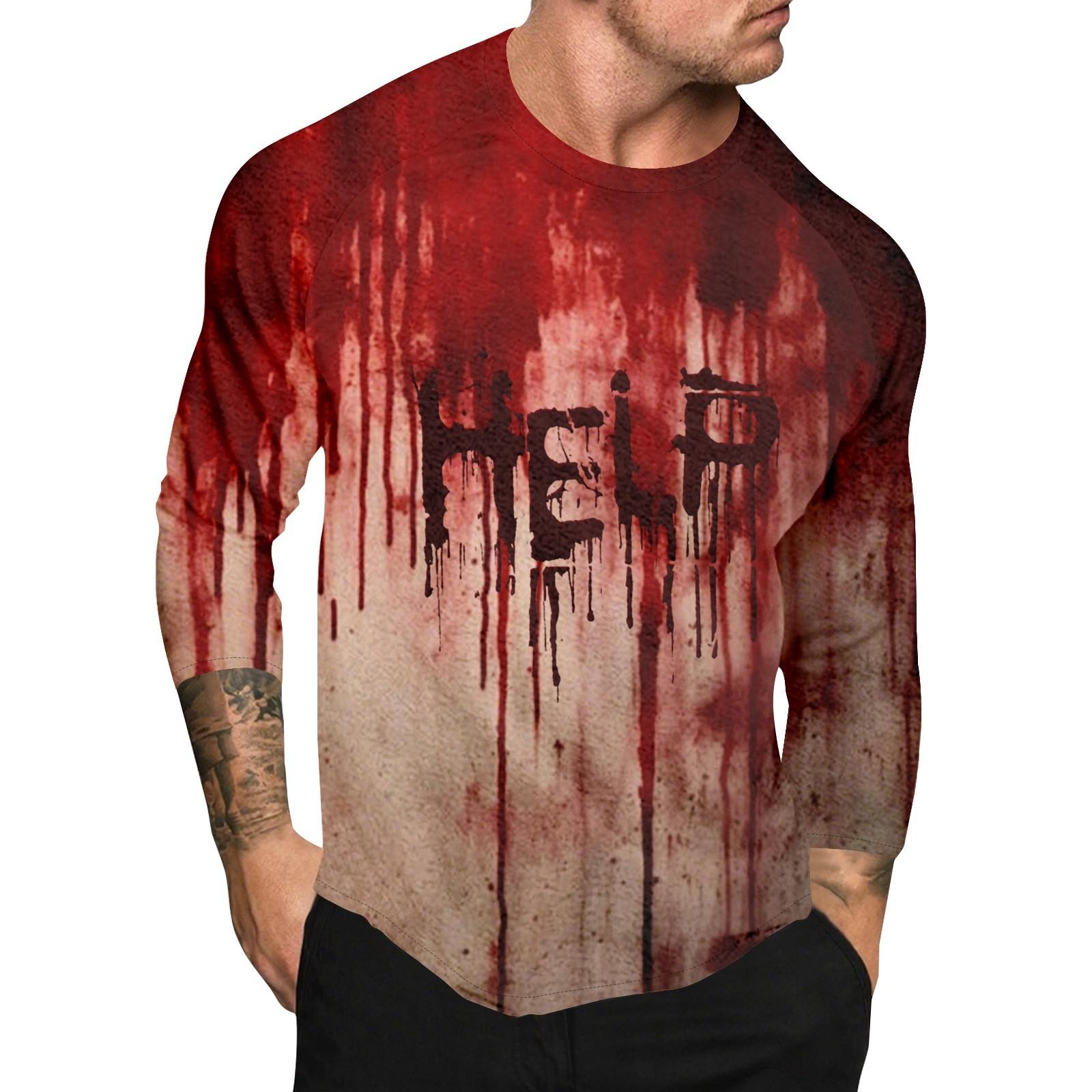 

Мужской топ с длинным рукавом реглан с принтом на Хэллоуин XL арбуз красный