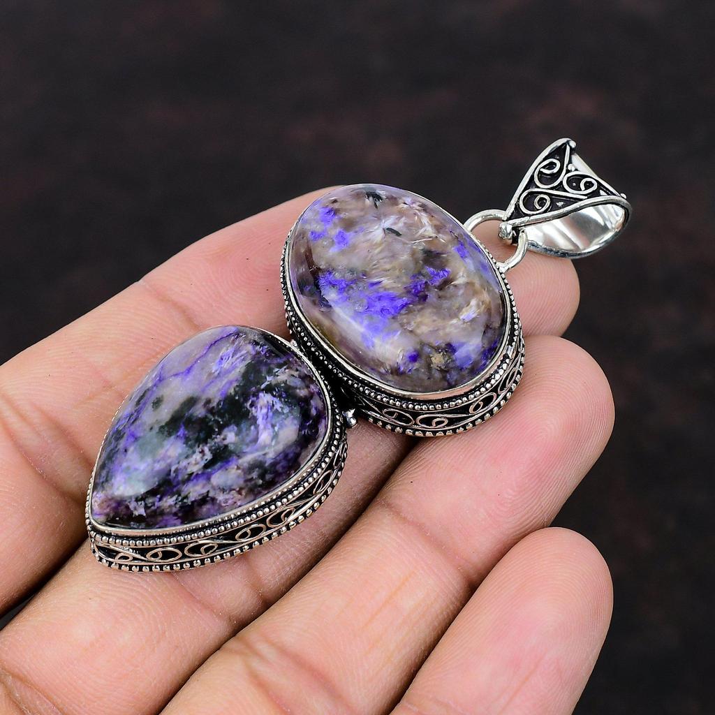 Charoite Pendant Designer Pendant Vintage Pendant 925 Sterling Silver Pendant Real Gemstone Jewelry Handmade Stylish Pendant Engagement Gift