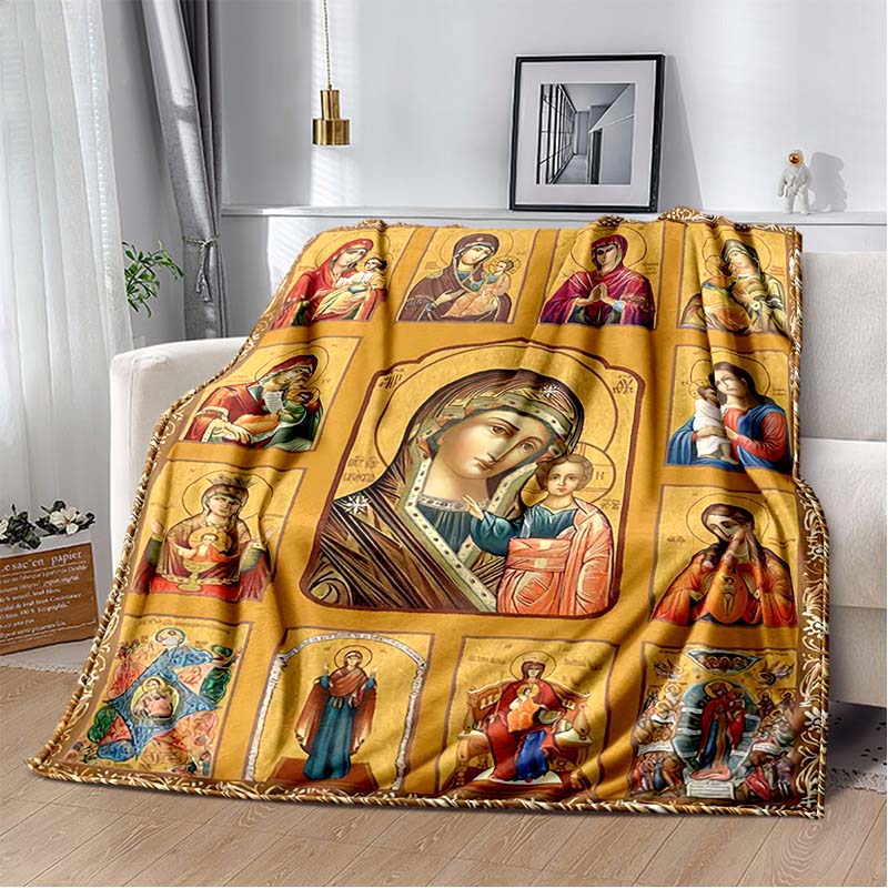 1 PC 3D printed flannel blanket (Our Lady of Guadalupe pattern) home blanket birthday gift. Customizable.