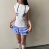 Y2K Sweet Low-Waist Plaid Ruffle Cake Shorts Streetwear Women