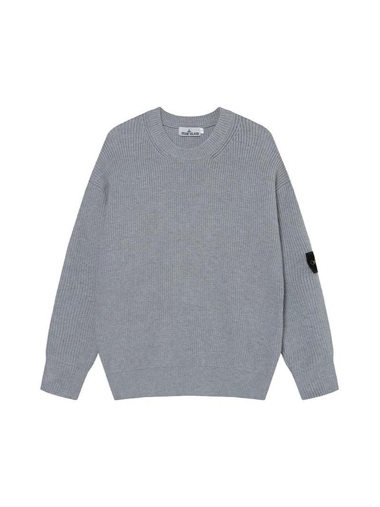 Unisex Solid Color Knit Pullover Sweater with Drop Shoulders