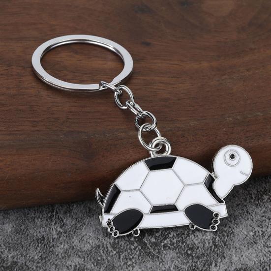 2Pcs Keychain Pendant Metal Chain Design Cartoon Key Ring with Turtle Shape Enamel
