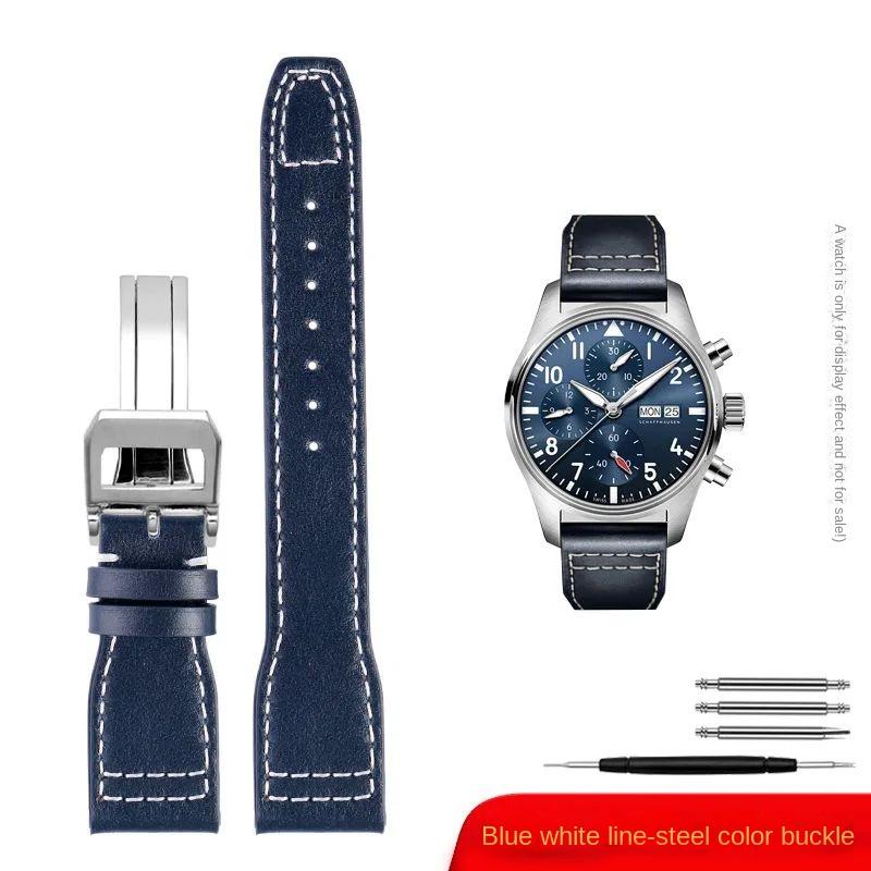 20mm 21mm 22mm Řemínek k hodinkám pro IWC Pilot Spitfire Princekin Mark dermis Černý Hnědý Hovězí Kůže Náramek Skládací Spona Řemínek k Hodinkám