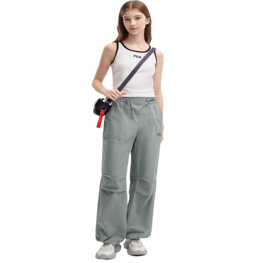 FILA Original Comfortable Skin-Friendly Solid Color Casual Pants Women bottoms Fog-Blue F51W529802F-TQ