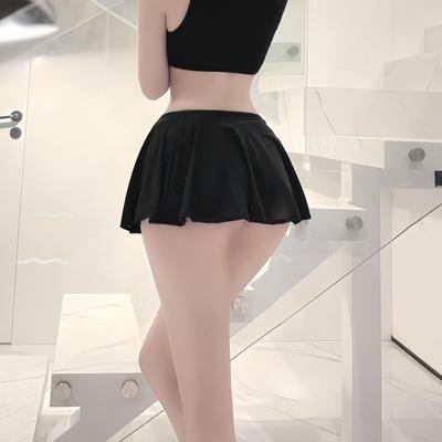 Novos estilos coreanos cintura baixa A-line sexy plissada saia longa preta para mulher branca boate usar festa mini pacote curto saias de quadril envolventes