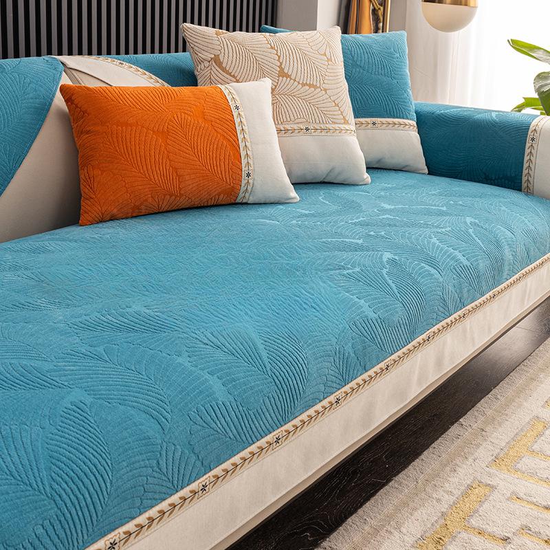 Wysokiej klasy Uniwersalna Pokrowiec na Poduszkę Sofa Cztery Pory Roku Antypoślizgowy Skóra Prosty Drewno Lite Tkanina Letni Pokrowiec