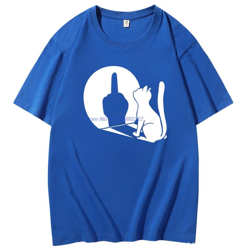 Summer Tops Tshirt Middle Finger Cat Shadow Fashion Graphic Tee New Arrival Goods Mens Short Sleeve Tee Cotton Tshirt