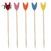 Colorful Wooden Fruit Tags 100Pcs Disposable Picks, Cocktail Picks with Decorative Leaves Cake And Dessert Flower Tips, Bamboo Skewers for Fruits