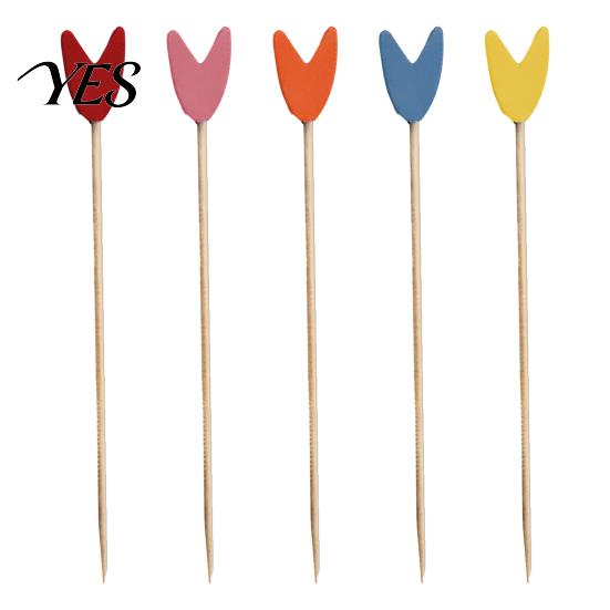Colorful Wooden Fruit Tags 100Pcs Disposable Picks, Cocktail Picks with Decorative Leaves Cake And Dessert Flower Tips, Bamboo Skewers for Fruits