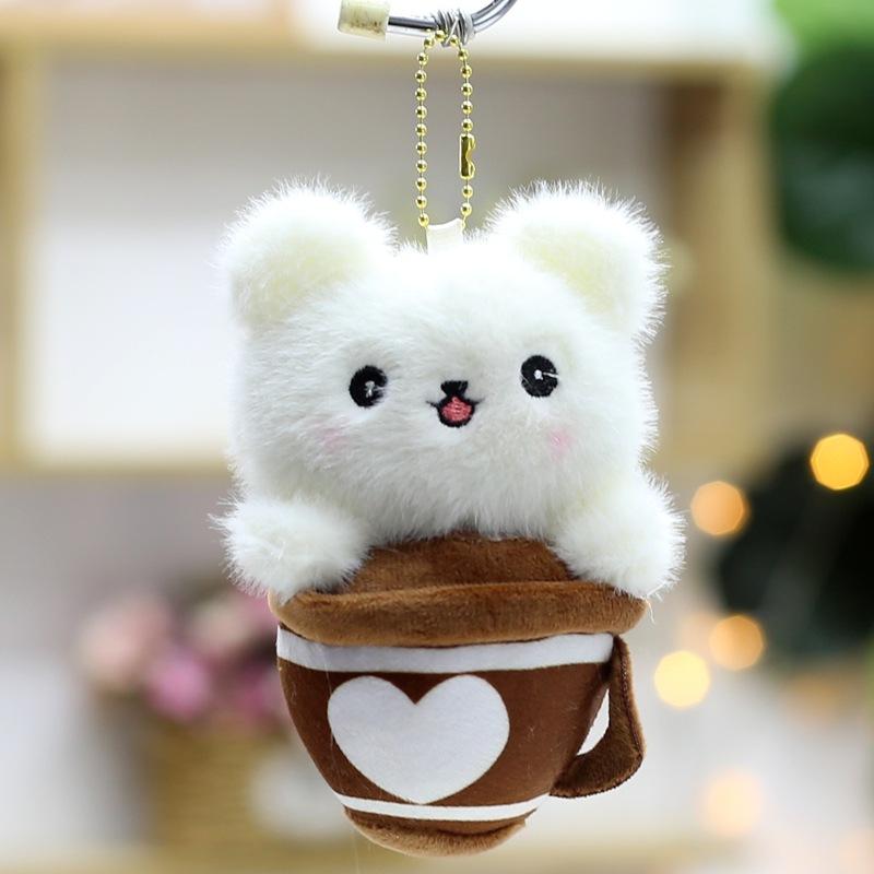 Creative Milk Tea Cup Series Plush Toy Pendant Cute Panda Doll Keychain Bag Hanging Decoration