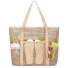 Große Maschen-Strandtasche Damen Sommer Umhängetasche Leichte Reise-Einkaufstasche mit mehreren Taschen