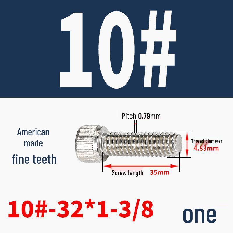 304 Stainless Steel Fine Thread Socket Head Cap Screw 10#-32, 1/4-20, 5/16-24