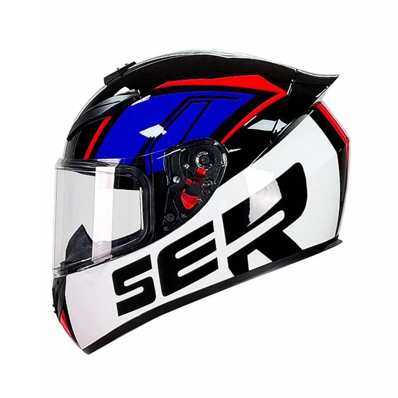 Full Face Motorcycle Helmet Scooter Electric Bike Winter Anti-Fog Gray ABS Safety With Rear Wing