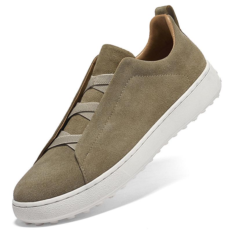 Men s Retro Genuine Leather Slip-On Suede Loafers with Soft Sole 39
