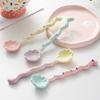 1PC Ceramic Long Handle Spoon Kawaii Korean Ice Cream Hand Painted Dessert Spoon with Long Handle Kitchen Tableware Accessories