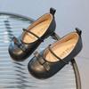 Girls Leather Shoes Spring Summer New Bow-tie Little Girl Shoes Fashion Slip On Girl Princess Dancing Shoes Size 21-30 I04041