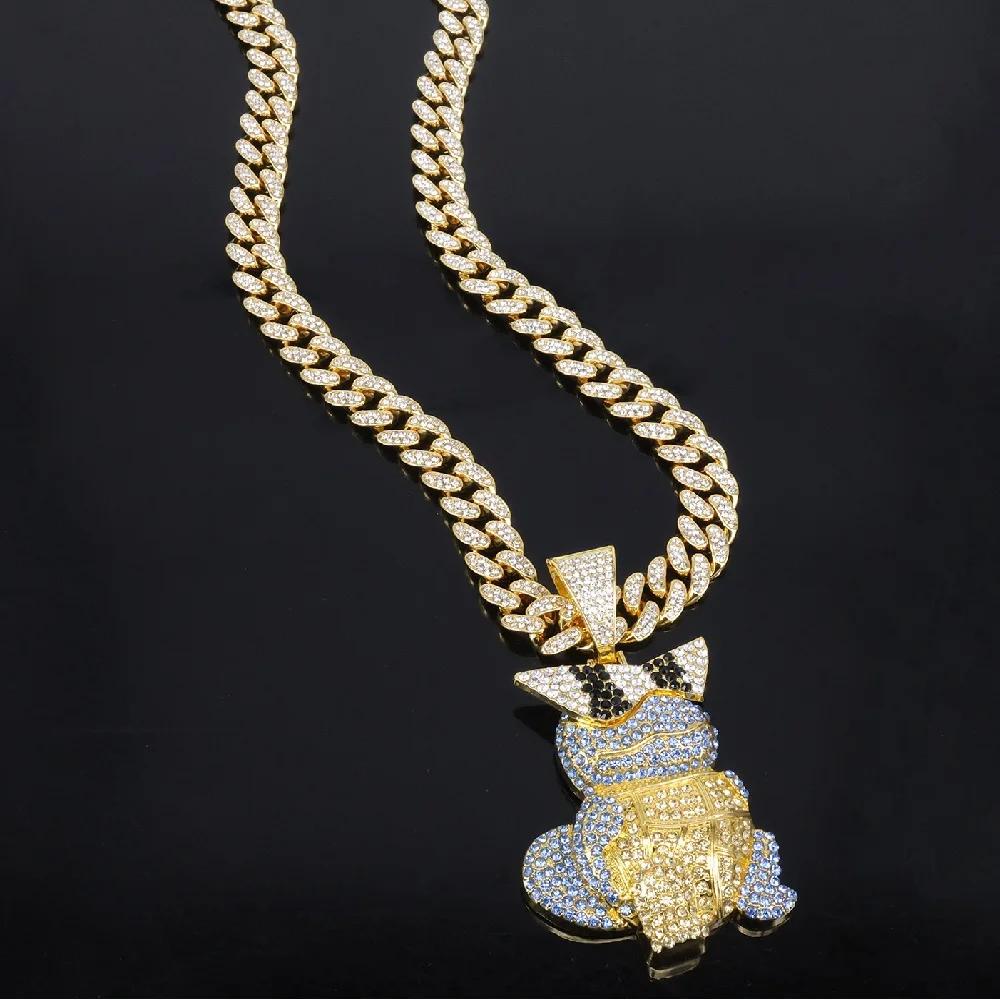 Collana Ciondolo Squirtle Diamante Anime Catena Cubana Moda Uomo e Donna, Regalo di Festa per Bambini