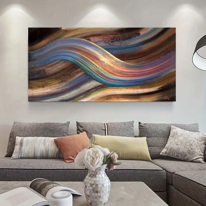 

Абстрактные линии радуги Картина на холсте Современная спальня отель Плакаты и принты Скандинавские настенные художественные картины для украшения дома 50x100cm