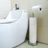 Simpletome Toilet Paper Holder, Freestanding, with Storage, Stable Weighted Base, Bathroom Freestanding Roll Holder (304 Stainless Steel, Brushed Fini