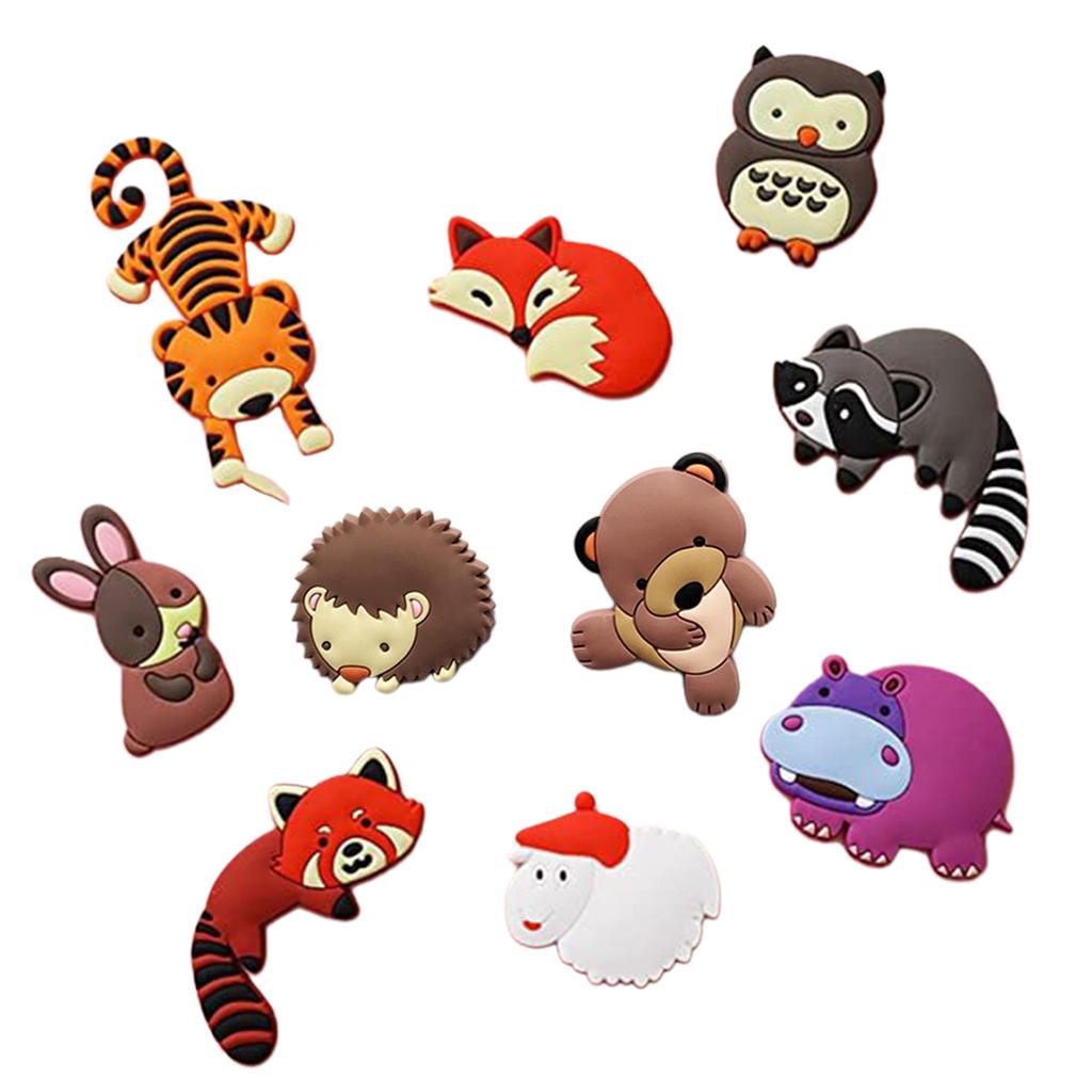 Packung mit 10 verspielten Tier-Kühlschrankmagneten mit magnetischer Rückseite Vielseitige bunte Cartoon-Tier-Kühlschrankmagnete