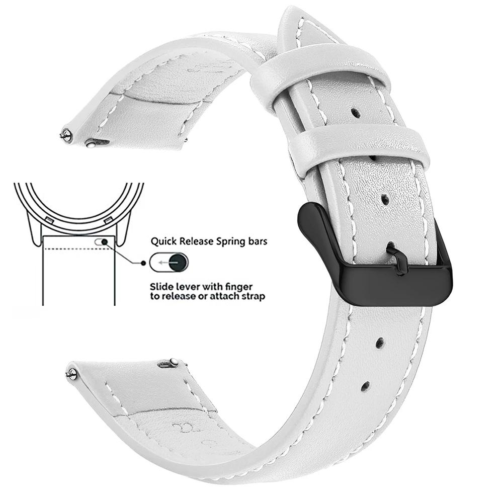 Echtes Lederarmband aus Narbenleder, Schnellverschluss 18mm/20mm/22mm Uhrenarmbänder, Passend für Samsung Galaxy Watch, Garmin Huawei Watch