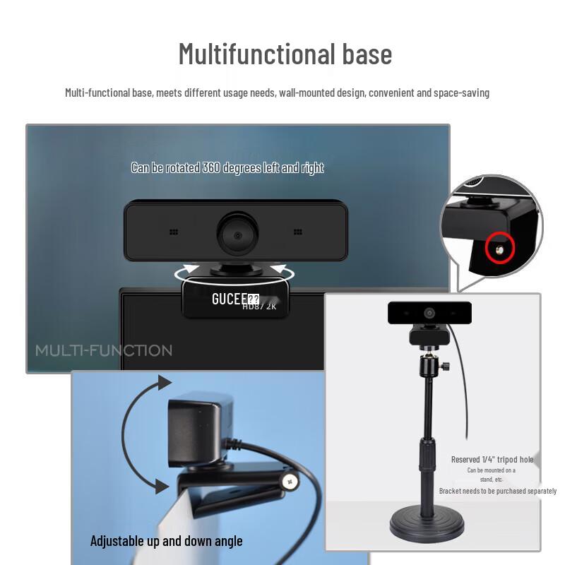 GUCEE HD87 2K HD Computer Webcam with Microphone