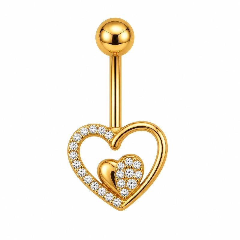 Belly Button Rings Gold Plated Shiny Cubic Zirconia Skin-friendly Durable Navel Ring for Beach Travel Daily Use