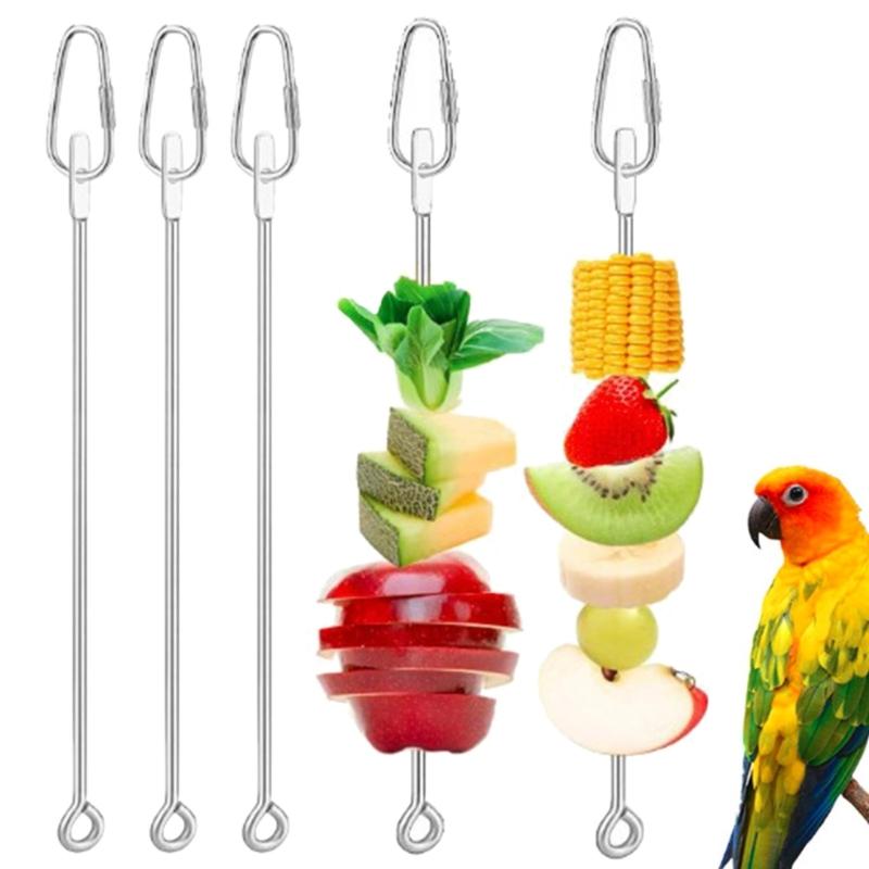 5 Pezzi Porta Cibo per Uccelli Spiedino Alimentatore Giocattolo per Pappagalli Montaggio per Gabbia per Uccelli di Piccole Dimensioni Porta Frutta e Snack Multifunzionale