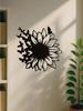 Iron Black Metal Butterfly Wall Art, Sunflower Nature Decor for Living Room & Bedroom
