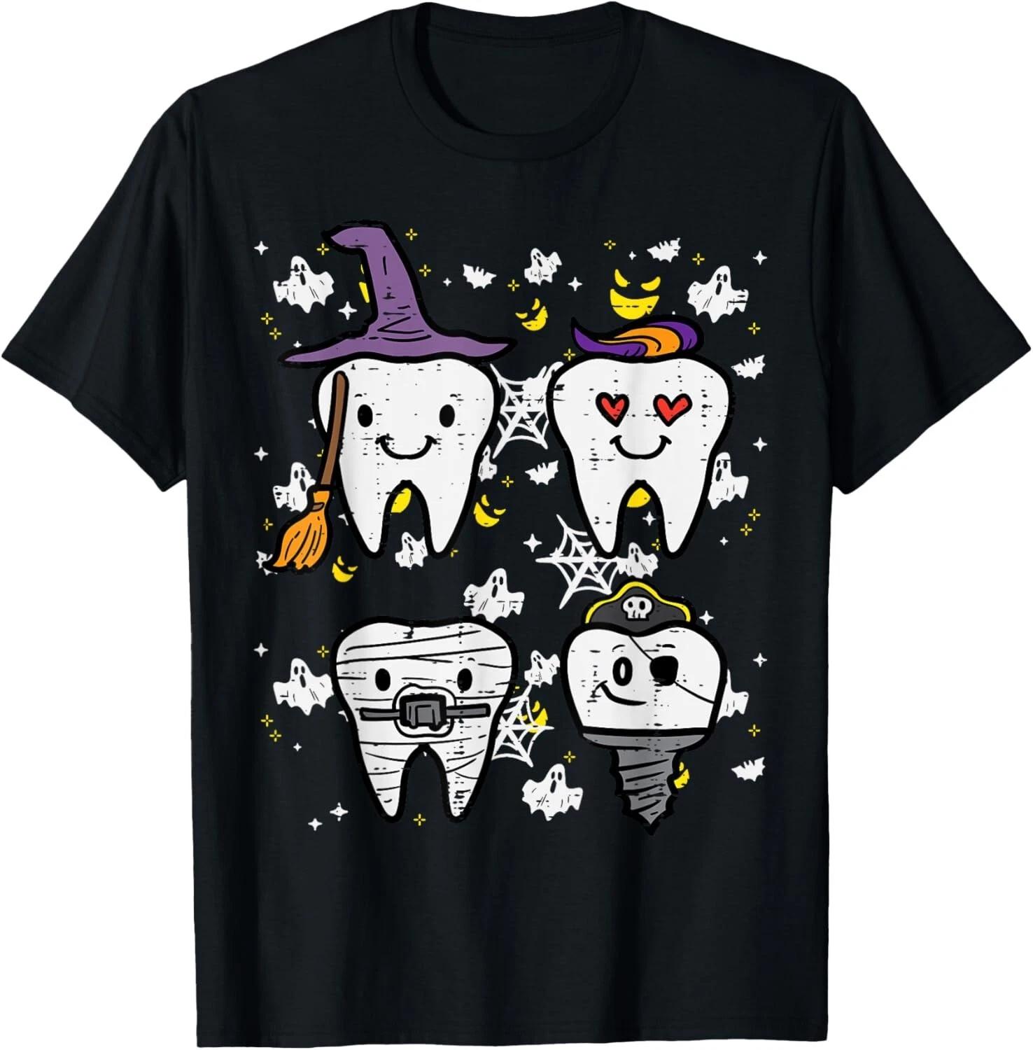

Halloween Dentist Witch Teeth Dental Crew Costume Men Women T- Shirt XL