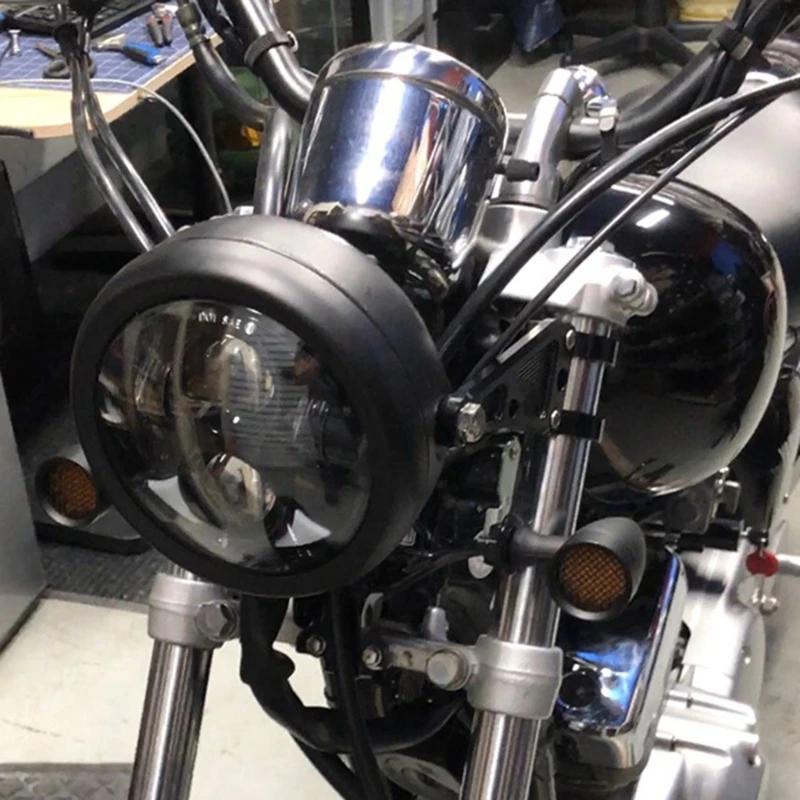 Motorcycle Matte Black Silver Headlight 5.75 Inch Retro Bucket Motorcycle Modified Headlight Base LED Headlight Decor Lighting