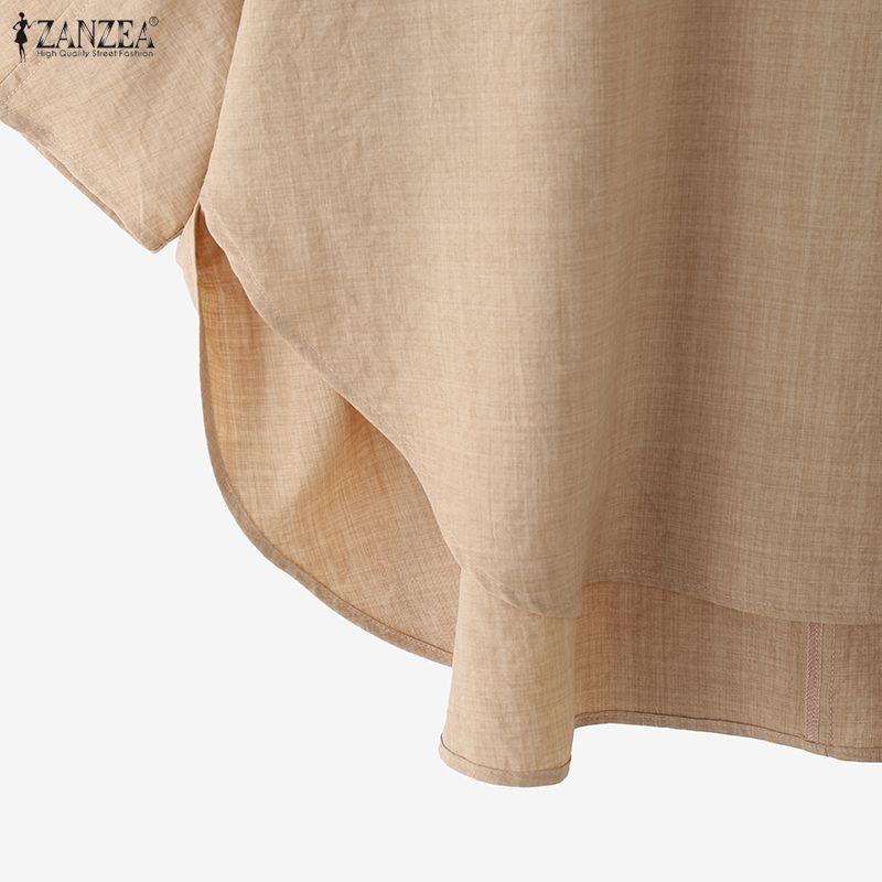 ZANZEA Women Hollow Lace Splice Round Neck Casual 3/4 Sleeve Blouse