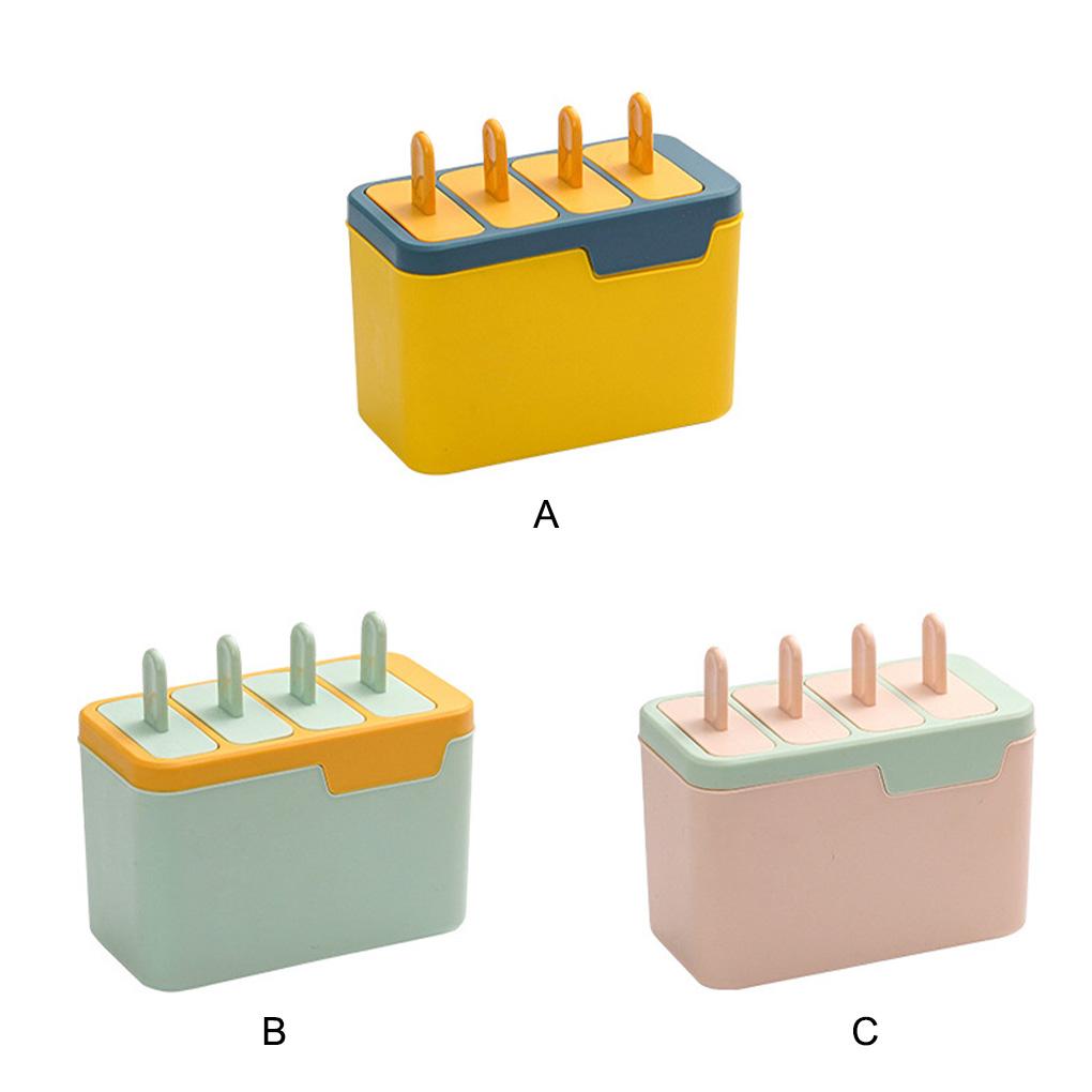 Ice Cream Mold 4 Cavity Silicone Dessert Handmade Homemade Making Mould Washable Juice Freezer Maker Household Bar Supply