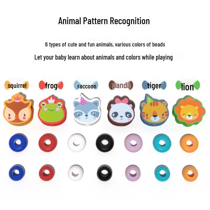 Multi-functional Animal Bead Maze: Wooden Three-Track Toy for Infant Hand-Eye Coordination & Early Education.