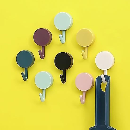 Easy Install Wall Hooks 10PCS Adhesive Hooks, Decorative Multi-colored Plastic Hangers, No Strong for Bags Drilling Required Colorful Storage